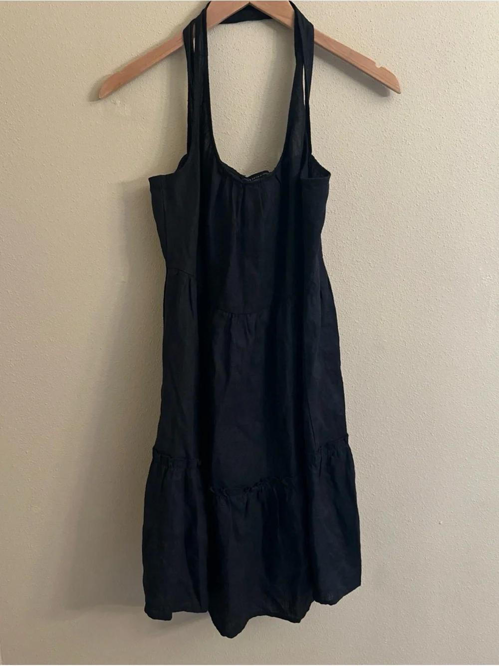Saks Fifth Avenue | Dresses | Saks Fifth Avenue 0 Linen Black Mini Dress  Tiered Size M Minamalist Summer | Poshmark